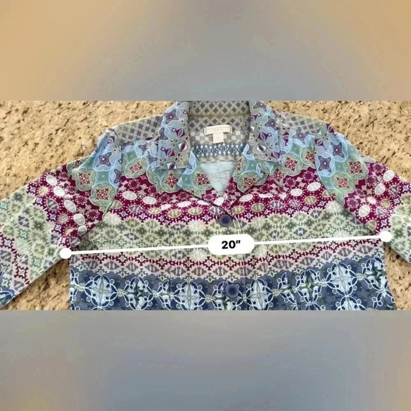 Boho Vintage Christopher Banks Jean Jacket Size Petite Large - Picture 9 of 9